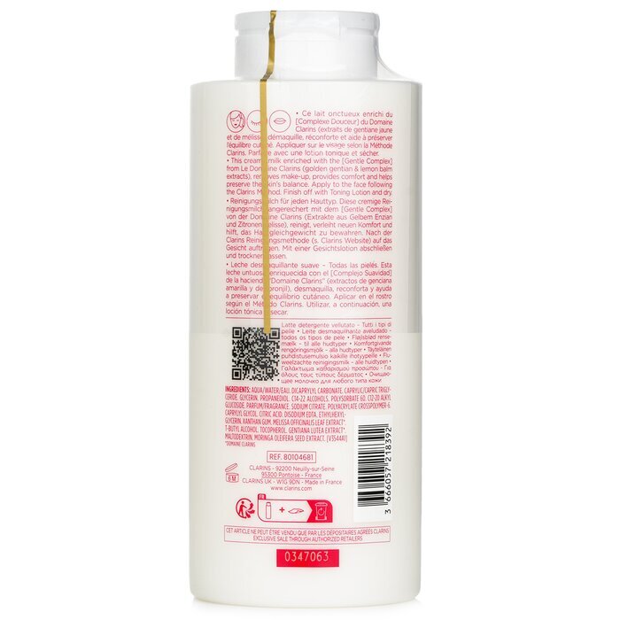 Clarins Velvet Cleansing Milk mit Extrakten aus Alpen-Goldenzian und Zitronenmelisse, 400 ml