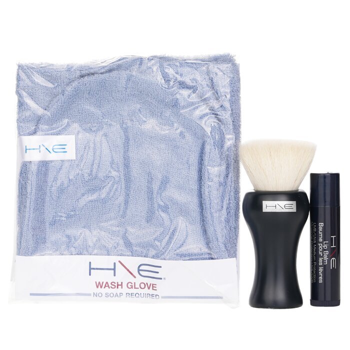 Jane Iredale H\E Minerals Kit: Lippenbalsam LSF 15 + Gesichtsbürste + Waschhandschuh + Tasche 3-tlg. + 1 Tasche
