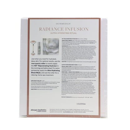 Skin Medica Radiance Infusion Ultra Hydrating Ritual Set: HA Rejuvenating Hydrator 28,4 g + Ultra Hydrating Sheet-Maske 2 Stk. + Rosenquarz-Roller 4 Stk.