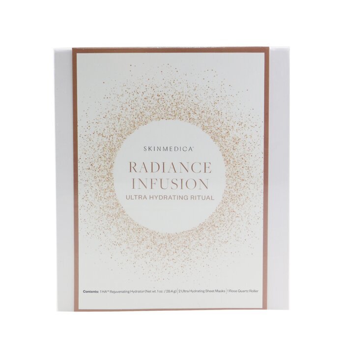 Skin Medica Radiance Infusion Ultra Hydrating Ritual Set: HA Rejuvenating Hydrator 28,4 g + Ultra Hydrating Sheet-Maske 2 Stk. + Rosenquarz-Roller 4 Stk.