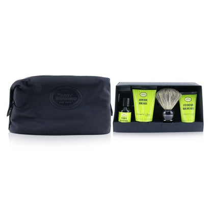 Die Kunst der Rasur. Die vier Elemente der perfekten Rasur. Set mit Tasche – Bergamotte und Neroli: Rasieröl vor der Rasur + Rasiercreme + Rasierbalsam + Pinsel + Rasierer 5-tlg. + 1 Tasche
