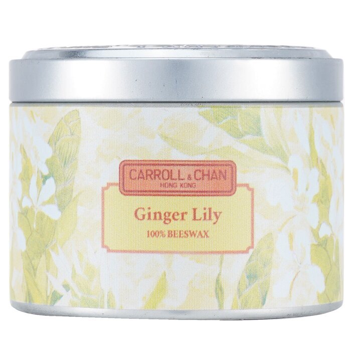 Carroll & Chan Bougie en étain 100 % cire d'abeille - Lys de gingembre (8x6) cm