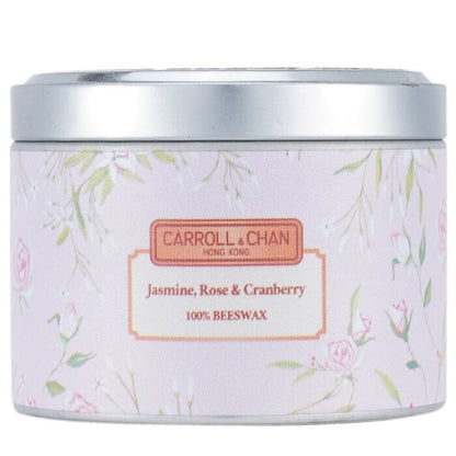 Carroll &amp; Chan Kerze in Dose, 100 % Bienenwachs, Jasmin, Rose, Cranberry (8 x 6) cm