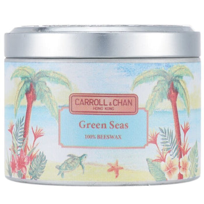 Carroll &amp; Chan Kerze aus 100 % Bienenwachs in Dose – Grüne Meere (8 x 6) cm