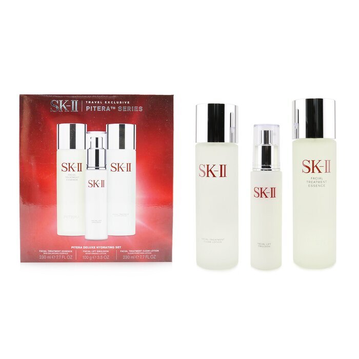 SK II Pitera Deluxe Hydrating Coffret 3 pièces : Essence de traitement facial 230ml + Émulsion liftante pour le visage 100g + Lotion clarifiante pour le visage 230ml 3pcs