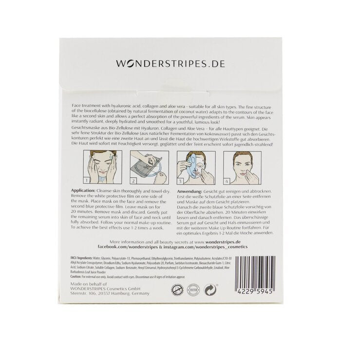 WONDERSTRIPES Masque en biocellulose hydratant booster 5pcs