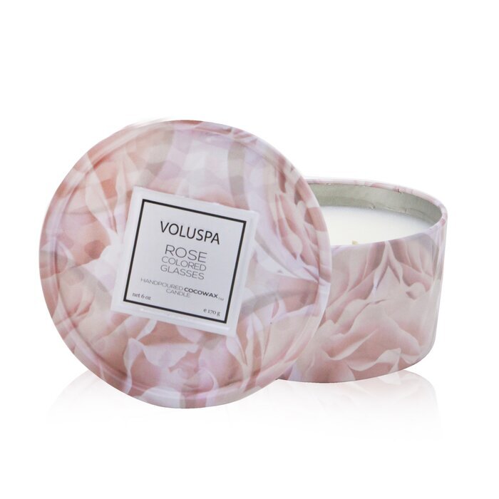 Voluspa Bougie en étain à 2 mèches - Verres roses 170g/6oz