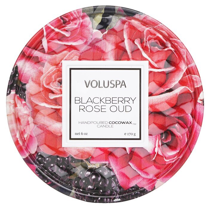 Voluspa Bougie en étain 2 mèches - Mûre Rose Oud 170g/6oz