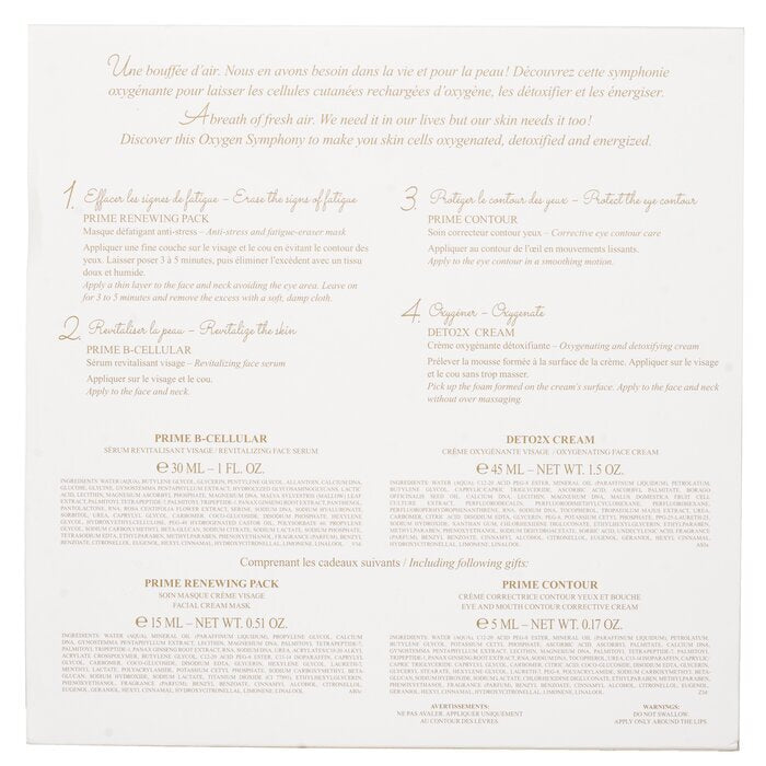 Valmont The Oxygen Symphony Set : Pack Prime Renewing 15ml + Prime B -Cellular 30ml + Prime Contour 5ml + Crème Deto2x 45ml 4pcs