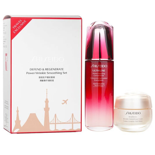 Shiseido Defend &amp; Regenerate Power Faltenglättungsset: Ultimune Power Infusing Concentrate N 100ml + Benefiance Faltenglättungscreme 50ml 2St