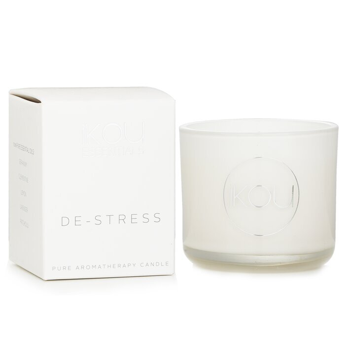 iKOU Essentials Aromatherapie-Kerze aus natürlichem Wachs im Glas – Stress abbauen (Lavendel und Geranie) 100177, 85 g