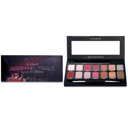 Sigma Beauty Warm Neutrals Lidschatten-Palette (14x Lidschatten + 1x Pinsel mit zwei Enden) 19,04 g/0,67 oz