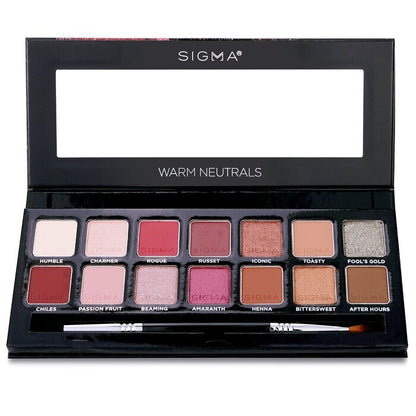 Sigma Beauty Warm Neutrals Lidschatten-Palette (14x Lidschatten + 1x Pinsel mit zwei Enden) 19,04 g/0,67 oz