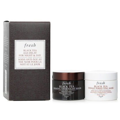 Frischer Schwarztee-Aging-Verzögerungs-Set für Nacht und Tag: Schwarztee-Sofort-Perfektionsmaske 100 ml + Schwarztee-Straffungs-Nachtmaske 100 ml 2 x 100 ml/3,3 oz