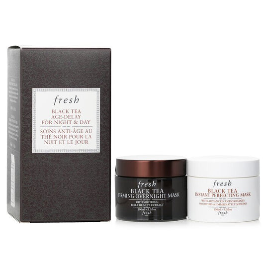 Frischer Schwarztee-Aging-Verzögerungs-Set für Nacht und Tag: Schwarztee-Sofort-Perfektionsmaske 100 ml + Schwarztee-Straffungs-Nachtmaske 100 ml 2 x 100 ml/3,3 oz