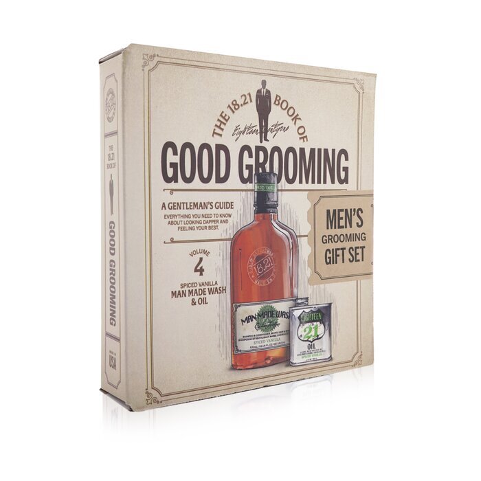 18.21 Man Made Book of Good Grooming Geschenkset Band 4: Spiced Vanilla (Waschlotion 532 ml + Öl 60 ml), 2-teilig