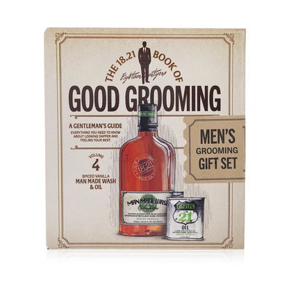18.21 Man Made Book of Good Grooming Geschenkset Band 4: Spiced Vanilla (Waschlotion 532 ml + Öl 60 ml), 2-teilig