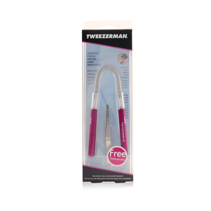 Tweezerman Smooth Finish Gesichtshaarentferner – Rosa (mit schräger Pinzette aus rostfreiem Stahl) 2 Stück