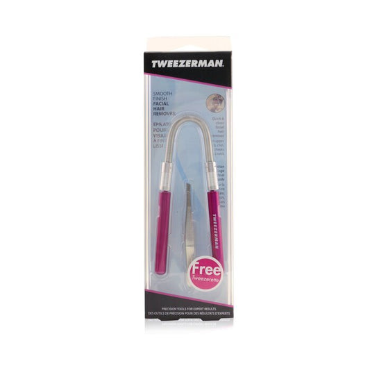 Tweezerman Smooth Finish Gesichtshaarentferner – Rosa (mit schräger Pinzette aus rostfreiem Stahl) 2 Stück