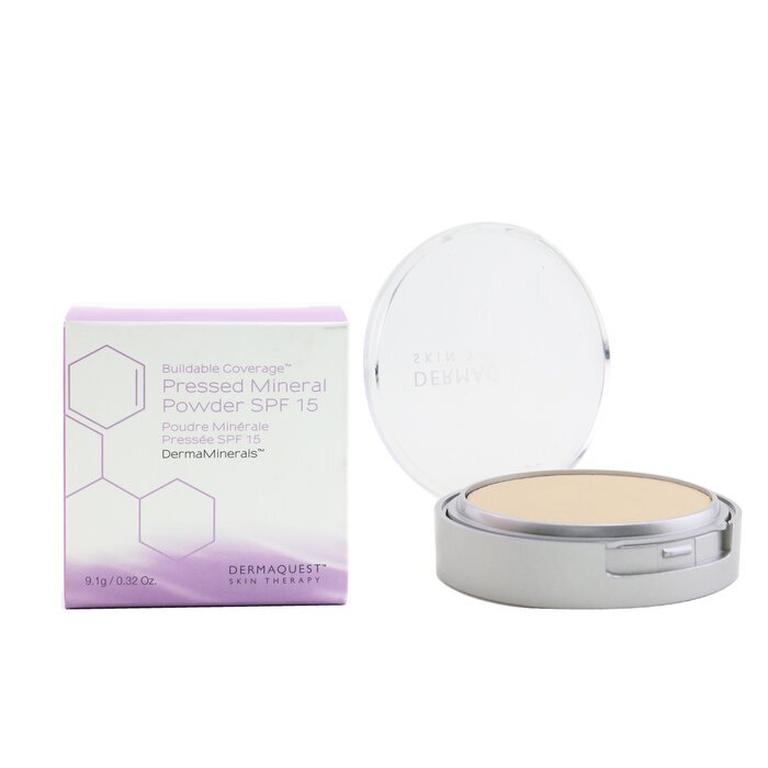 DermaQuest DermaMinerals gepresstes Mineralpuder mit aufbaubarer Deckkraft LSF 15 – Nr. 1C, 9,1 g/0,32 oz