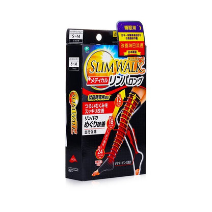 SlimWalk Medical Lymphatic Compression Socks, Long Type -  Black (Size: S-M) 1pair