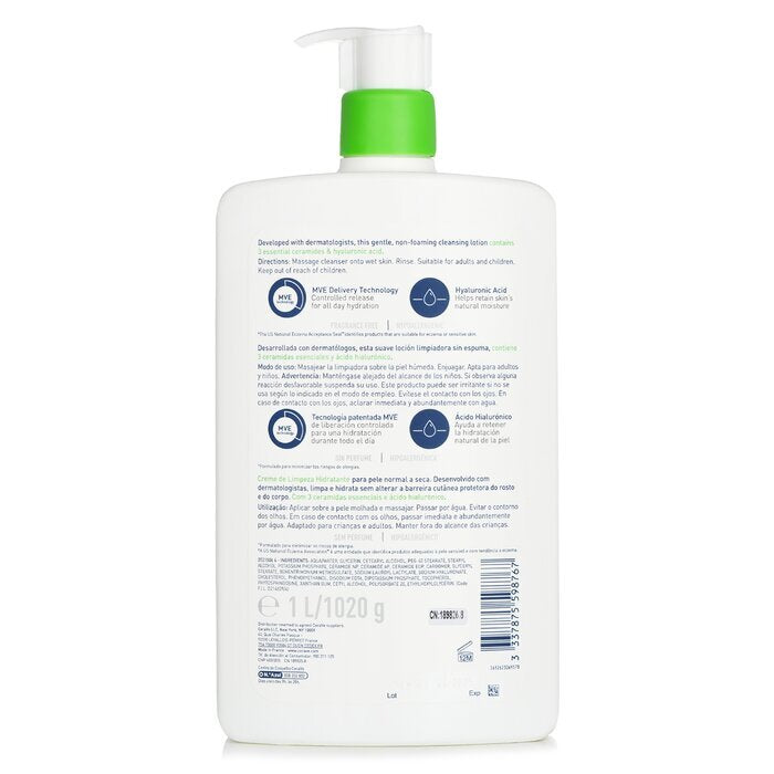 CeraVe Feuchtigkeitsreiniger für normale bis trockene Haut, 1000 ml
