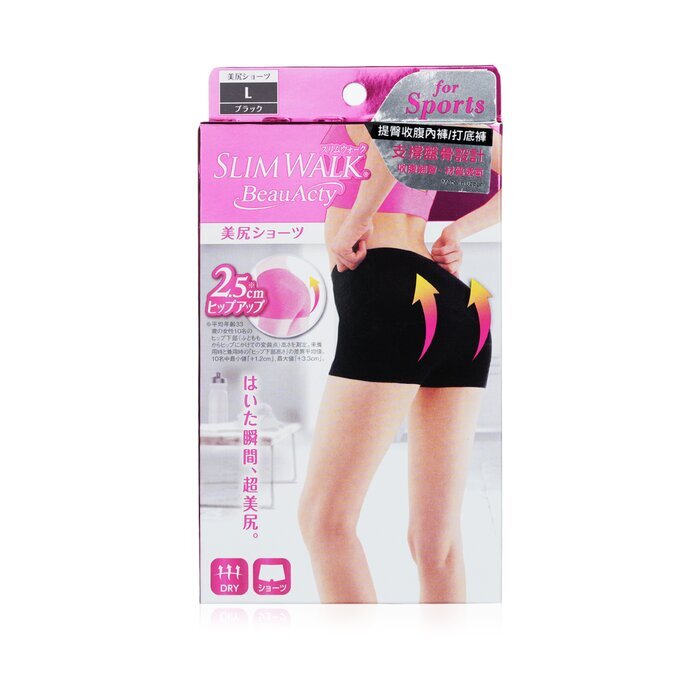 SlimWalk Buttocks Shorts for Sports, Black (Size: L) 1pair
