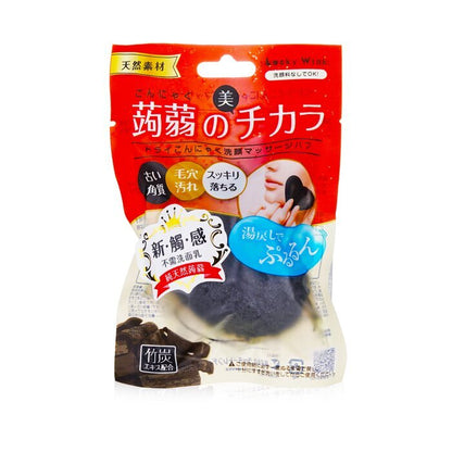 Lucky Trendy Dry Konjac Gesichtswaschmittel und Massageschwamm (Bambuskohle) 1 Stück
