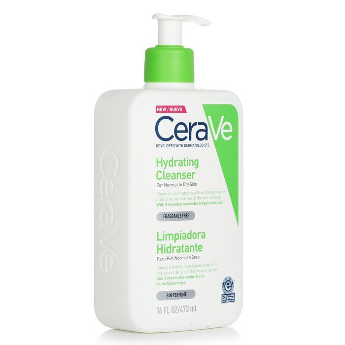 CeraVe Feuchtigkeitsspendendes Reinigungsmittel für normale bis trockene Haut (Verpackung nach Zufallsprinzip ausgewählt) 473 ml/16 oz