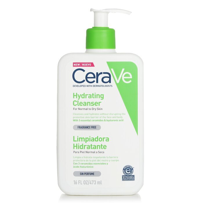 CeraVe Feuchtigkeitsspendendes Reinigungsmittel für normale bis trockene Haut (Verpackung nach Zufallsprinzip ausgewählt) 473 ml/16 oz