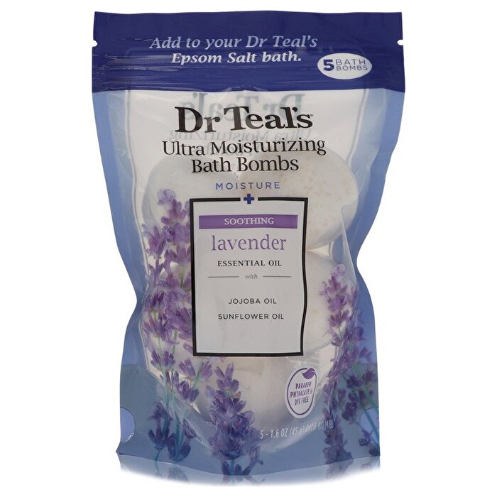 Dr Teal's Dr Teal's Ultra Moisturizing Bath Bombs Fünf (5) feuchtigkeitsspendende Badebomben mit Lavendel, ätherischen Ölen, Jojobaöl, Sonnenblumenöl (Unisex) 50 ml/1,6 oz