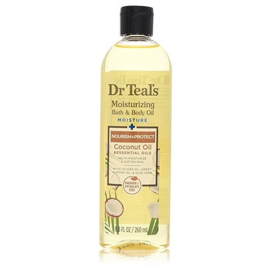 Dr Teal's Dr Teal's Feuchtigkeitsspendendes Bade- und Körperöl, pflegendes Kokosöl mit ätherischen Ölen, Jojobaöl, Süßmandelöl und Kakaobutter, 260 ml/8,8 oz